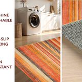 Ultra Soft Area Rug, Non Slip, Stain Resistant, Washable Area Rugs for Living Room, Bedroom, Chic Warm Tones Artful Arrangement(Orange)