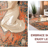 Ultra Soft Area Rug, Non Slip, Stain Resistant, Washable Area Rugs for Living Room, Bedroom, Stylish Rustic Tiled Motif(Orange)