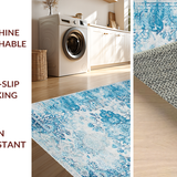 Ultra Soft Area Rug, Non Slip, Stain Resistant, Washable Area Rugs for Living Room, Bedroom, Serene Minimalist Diamond Pattern(Blue)