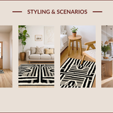Ultra Soft Area Rug, Non Slip, Stain Resistant, Washable Area Rugs for Living Room, Bedroom, Contemporary Abstract Animal Motif(Black)