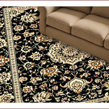 Ultra Soft Area Rug, Non Slip, Stain Resistant, Washable Area Rugs for Living Room, Bedroom, Elegant Floral Paisley Aesthetic(Black)