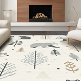 Ultra Soft Area Rug, Non Slip, Stain Resistant, Washable Area Rugs for Living Room, Bedroom, Charming Woodland Animal Aesthetic(Beige)