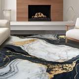 Ultra Soft Area Rug, Non Slip, Stain Resistant, Washable Area Rugs for Living Room, Bedroom, Minimalist Abstract Swirl Artistry(Black)
