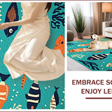 Ultra Soft Area Rug, Non Slip, Stain Resistant, Washable Area Rugs for Living Room, Bedroom, Vibrant Playful Marine Creatures Pattern(Blue)