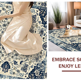 Ultra Soft Area Rug, Non Slip, Stain Resistant, Washable Area Rugs for Living Room, Bedroom, Luxe Abstract Floral Arrangement(Beige)
