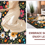Ultra Soft Area Rug, Non Slip, Stain Resistant, Washable Area Rugs for Living Room, Bedroom, Washable Floral Fantasy(Black)