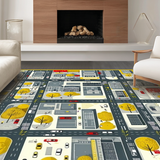 Ultra Soft Area Rug, Non Slip, Stain Resistant, Washable Area Rugs for Living Room, Bedroom, Lively City Grid Exploration Mat(Gray)