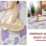Ultra Soft Area Rug, Non Slip, Stain Resistant, Washable Area Rugs for Living Room, Bedroom, Sophisticated Grey Floral Elegance(Purple)