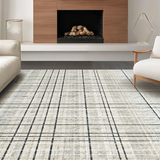 Ultra Soft Area Rug, Non Slip, Stain Resistant, Washable Area Rugs for Living Room, Bedroom, Urban Grid Stripe Rug Featuring Minimalist Contrast and Sleek Rhythmic Lines(Gray)