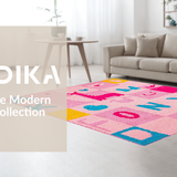 Ultra Soft Area Rug, Non Slip, Stain Resistant, Washable Area Rugs for Living Room, Bedroom, Artistic Playful Learning Environment Textile(Pink)