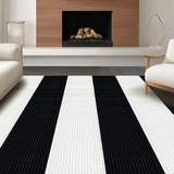 Ultra Soft Area Rug, Non Slip, Stain Resistant, Washable Area Rugs for Living Room, Bedroom, Sleek Abstract Striped Arrangement(Black)