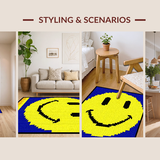 Ultra Soft Area Rug, Non Slip, Stain Resistant, Washable Area Rugs for Living Room, Bedroom, Chic Minimalist Smiley Motif(Yellow)