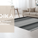 Ultra Soft Area Rug, Non Slip, Stain Resistant, Washable Area Rugs for Living Room, Bedroom, Stylish Neutral Toned Stripes(Black)