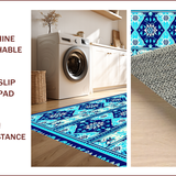 Ultra Soft Area Rug, Non Slip, Stain Resistant, Washable Area Rugs for Living Room, Bedroom, Floral Low Pile Dining Room Carpet Non-Slip(Blue)