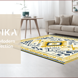 Ultra Soft Area Rug, Non Slip, Stain Resistant, Washable Area Rugs for Living Room, Bedroom, Artistic Boho Geometric Fusion(Yellow)