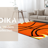 Ultra Soft Area Rug, Non Slip, Stain Resistant, Washable Area Rugs for Living Room, Bedroom, Vivid Black Orange Flame Concept(Orange)
