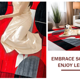 Ultra Soft Area Rug, Non Slip, Stain Resistant, Washable Area Rugs for Living Room, Bedroom, Energetic Red and Gray Patterns(Red)