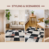 Ultra Soft Area Rug, Non Slip, Stain Resistant, Washable Area Rugs for Living Room, Bedroom, Classic Tiled Geometric Harmony(Gray)