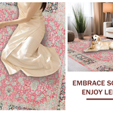 Ultra Soft Area Rug, Non Slip, Stain Resistant, Washable Area Rugs for Living Room, Bedroom, Chic Transitional Pastel Motif(Pink)