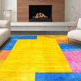 Ultra Soft Area Rug, Non Slip, Stain Resistant, Washable Area Rugs for Living Room, Bedroom, Contemporary Multicolor Mosaic Art(Yellow)
