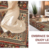 Ultra Soft Area Rug, Non Slip, Stain Resistant, Washable Area Rugs for Living Room, Bedroom, Artisanal Warm Toned Pattern(Red)
