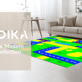 Ultra Soft Area Rug, Non Slip, Stain Resistant, Washable Area Rugs for Living Room, Bedroom, Cheerful Town Scene Layout(Yellow)