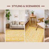 Ultra Soft Area Rug, Non Slip, Stain Resistant, Washable Area Rugs for Living Room, Bedroom, Timeless Vintage Tiled Composition(Yellow)