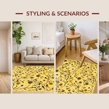 Ultra Soft Area Rug, Non Slip, Stain Resistant, Washable Area Rugs for Living Room, Bedroom, Trendy Minimalist Floral Display(Yellow)