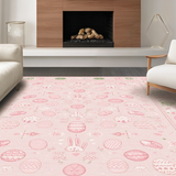 Ultra Soft Area Rug, Non Slip, Stain Resistant, Washable Area Rugs for Living Room, Bedroom, Lively Bunny and Floral Fusion(Pink)
