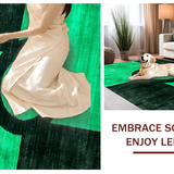 Ultra Soft Area Rug, Non Slip, Stain Resistant, Washable Area Rugs for Living Room, Bedroom, Stylish Green and White Twisted Design(Green)