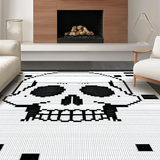 Ultra Soft Area Rug, Non Slip, Stain Resistant, Washable Area Rugs for Living Room, Bedroom, Bold Graphic Skeleton Theme(Black)