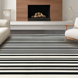 Ultra Soft Area Rug, Non Slip, Stain Resistant, Washable Area Rugs for Living Room, Bedroom, Hand Woven Rug: Bold Contrast Stripe Woven Floor Accent(Black)