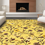 Ultra Soft Area Rug, Non Slip, Stain Resistant, Washable Area Rugs for Living Room, Bedroom, Trendy Minimalist Floral Display(Yellow)