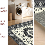 Ultra Soft Area Rug, Non Slip, Stain Resistant, Washable Area Rugs for Living Room, Bedroom, Rustic Textured Tasseled Runner Style(Black)