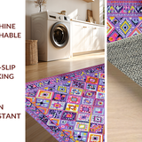 Ultra Soft Area Rug, Non Slip, Stain Resistant, Washable Area Rugs for Living Room, Bedroom, Contemporary Colorful Symmetrical Shapes(Purple)