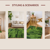 Ultra Soft Area Rug, Non Slip, Stain Resistant, Washable Area Rugs for Living Room, Bedroom, Cottagecore Leafy Nature Motif(Green)