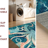 Ultra Soft Area Rug, Non Slip, Stain Resistant, Washable Area Rugs for Living Room, Bedroom, Whimsical Octopus Tentacle Area Rug:  Ocean-Inspired Home Decor(Blue)