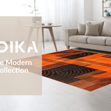 Ultra Soft Area Rug, Non Slip, Stain Resistant, Washable Area Rugs for Living Room, Bedroom, Dynamic Modern Optical Design(Orange)