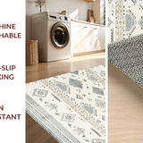 Ultra Soft Area Rug, Non Slip, Stain Resistant, Washable Area Rugs for Living Room, Bedroom, Striking Contemporary Tiled Arrangement(Beige)