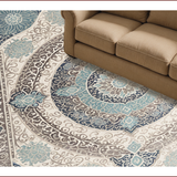 Ultra Soft Area Rug, Non Slip, Stain Resistant, Washable Area Rugs for Living Room, Bedroom, Transitional Damask Boho(Beige)