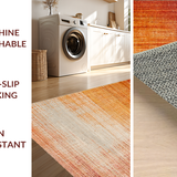 Ultra Soft Area Rug, Non Slip, Stain Resistant, Washable Area Rugs for Living Room, Bedroom, Ombre Gradient Rug with Rustic Vintage Look and Delicate Linear Texture(Brown)