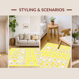 Ultra Soft Area Rug, Non Slip, Stain Resistant, Washable Area Rugs for Living Room, Bedroom, Fresh Floral Accents in Beige(Yellow)
