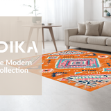 Ultra Soft Area Rug, Non Slip, Stain Resistant, Washable Area Rugs for Living Room, Bedroom, Playful Multicolor Abstract Pattern(Orange)