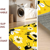 Ultra Soft Area Rug, Non Slip, Stain Resistant, Washable Area Rugs for Living Room, Bedroom, Lively Floral Circle Visual Appeal(Yellow)