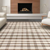 Ultra Soft Area Rug, Non Slip, Stain Resistant, Washable Area Rugs for Living Room, Bedroom, Stylish Contemporary Checkerboard Style(Brown)