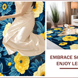 Ultra Soft Area Rug, Non Slip, Stain Resistant, Washable Area Rugs for Living Room, Bedroom, Contemporary Rustic Floral Patterns(Blue)