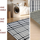 Ultra Soft Area Rug, Non Slip, Stain Resistant, Washable Area Rugs for Living Room, Bedroom, Modernist Dual-Shade Floor Covering with Geometric Striped Pattern(Black)