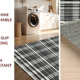 Ultra Soft Area Rug, Non Slip, Stain Resistant, Washable Area Rugs for Living Room, Bedroom, Welcoming Striped Front Door Rug for Modern Farmhouse Aesthetic(Black)