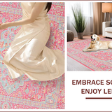Ultra Soft Area Rug, Non Slip, Stain Resistant, Washable Area Rugs for Living Room, Bedroom, Pastel Pink Oushak Living Room Wool Rug(Pink)