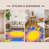 Ultra Soft Area Rug, Non Slip, Stain Resistant, Washable Area Rugs for Living Room, Bedroom, Elegant Multicolored Artful Layout(Yellow)